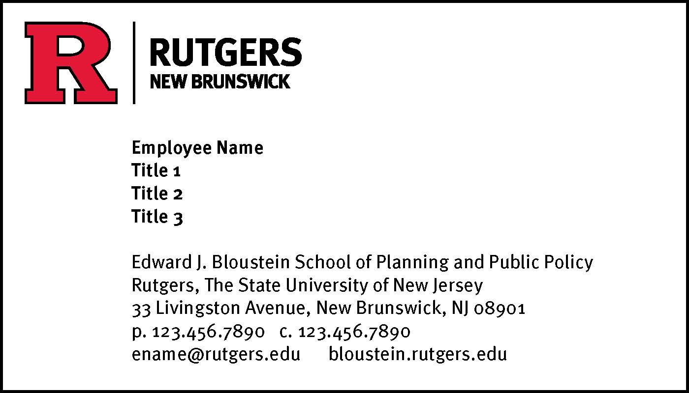 Sample Rutgers-New Brunswick unit business card